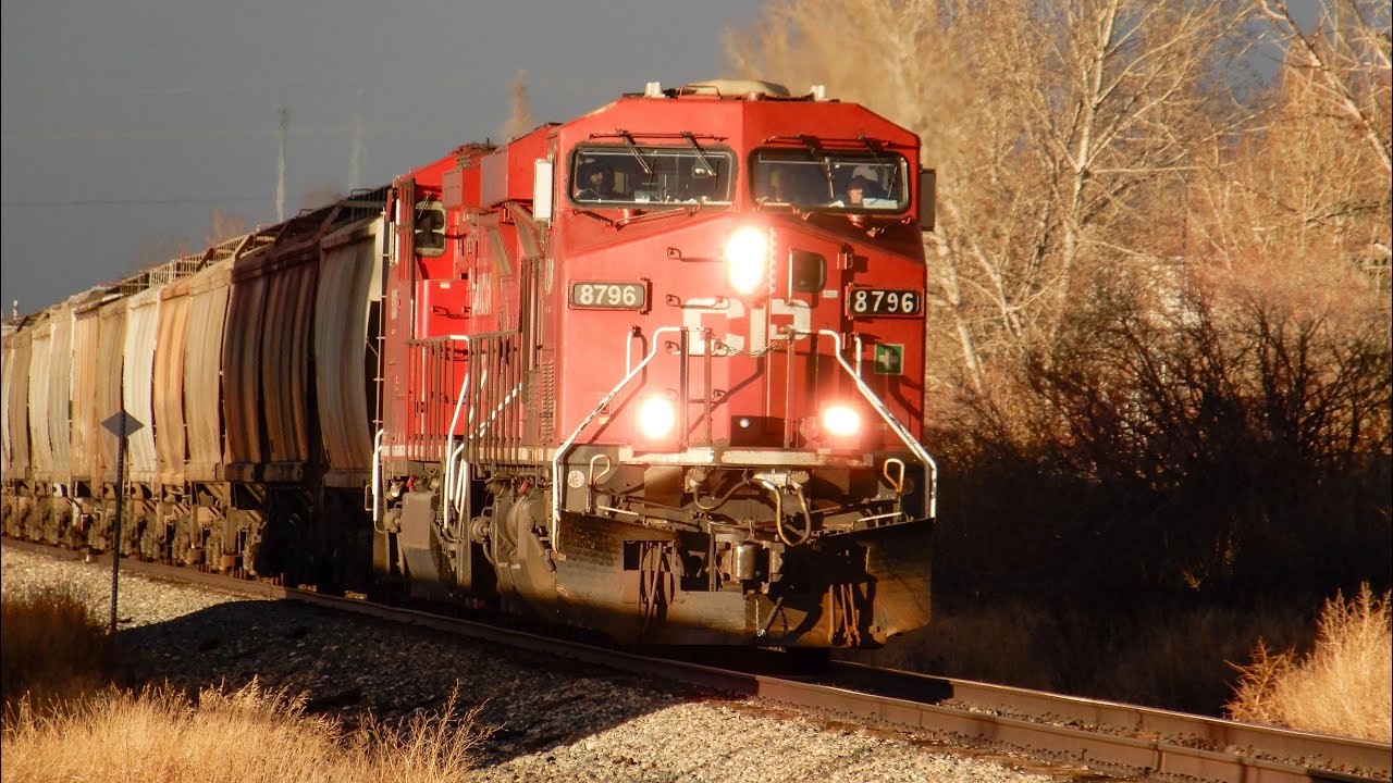 CP 8796 Leads Grain Train South through Airdrie AB