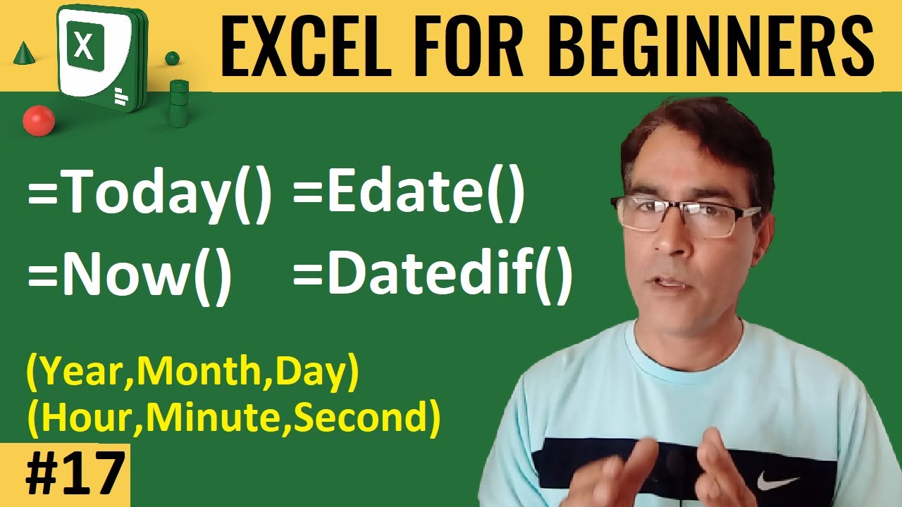 Date Formula in excel like Datedif formula, edate formula and today | MS excel for beginners 17