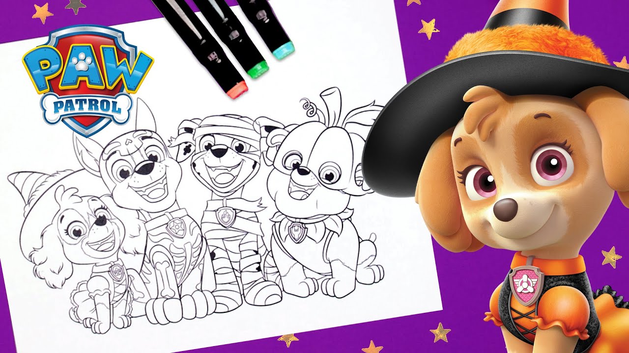 Coloring the Pups in Halloween Costumes 🎃 | PAW Patrol | Coloring for Kids