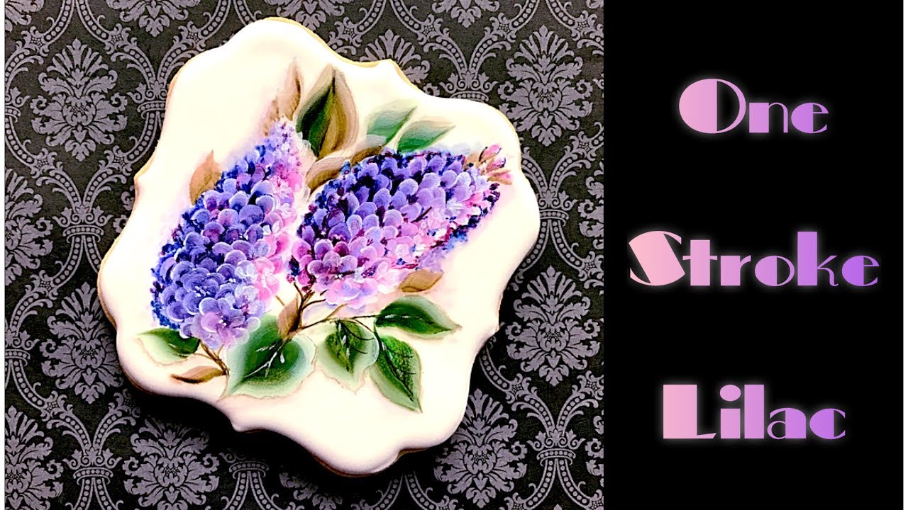 One stroke Lilac. Floral cookie.