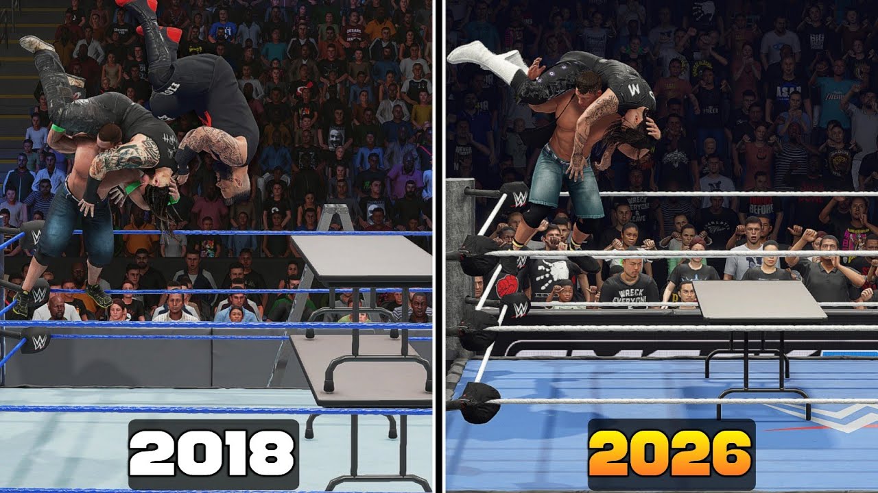 Самые жестокие экстремальные приемы и завершающие удары – WWE 2K19 против WWE 2K25!