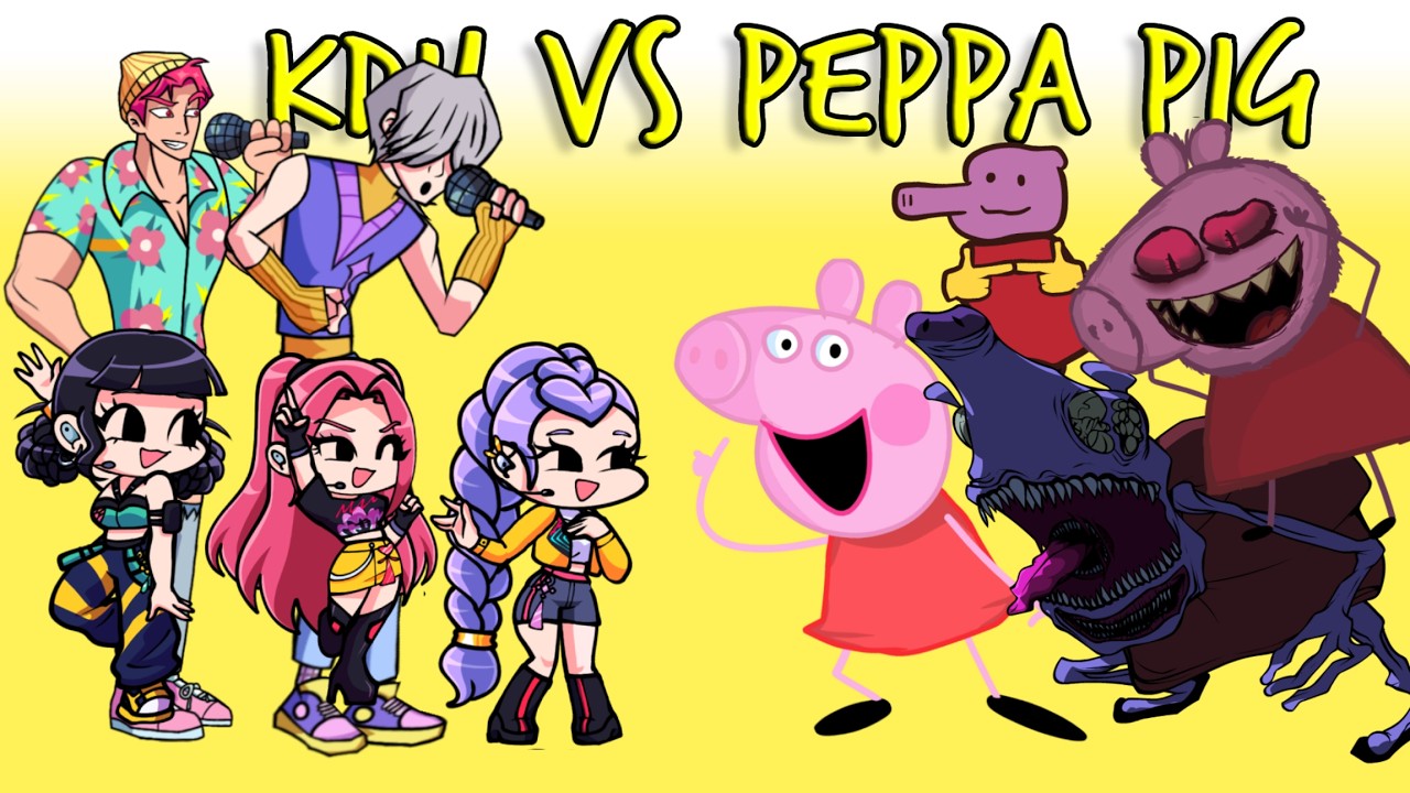 FNF NEW KPOP DEMON HUNTERS VS PEPPA PIG | BLUEY CAN CAN