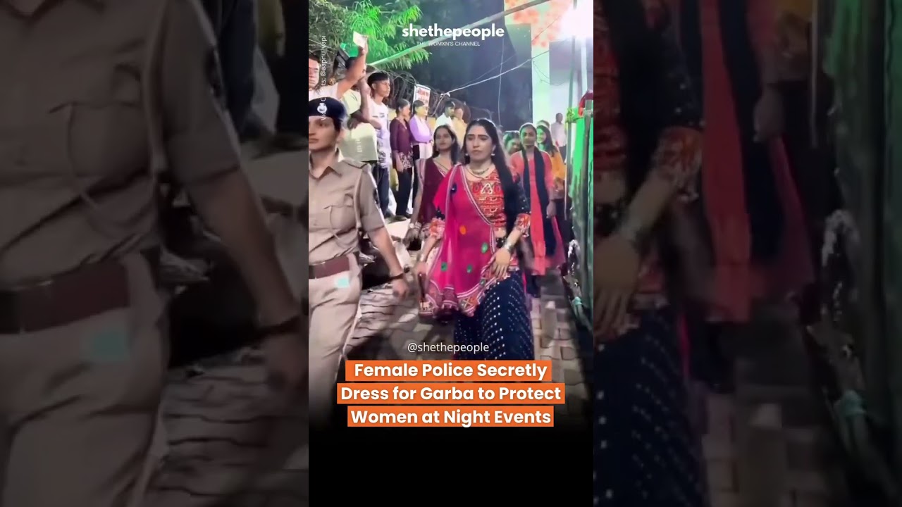 Gujarat Police&rsquo;s &lsquo;She Team&rsquo; joined garba in chaniya cholis to ensure women's safety #shethepeople