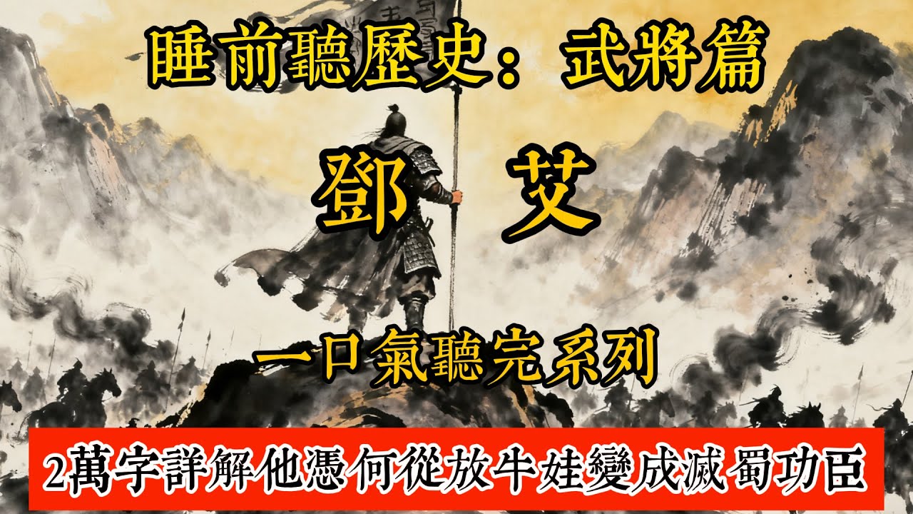 睡前聽歷史-鄧艾：一口氣聽完鄧艾的血淚路藏著多少三國秘辛，萬字詳解他憑何從放牛娃變成滅蜀功臣。     #歷史#助眠#聽歷史#雨聲#白噪音#歷史人物#一口氣#Chinese history movie