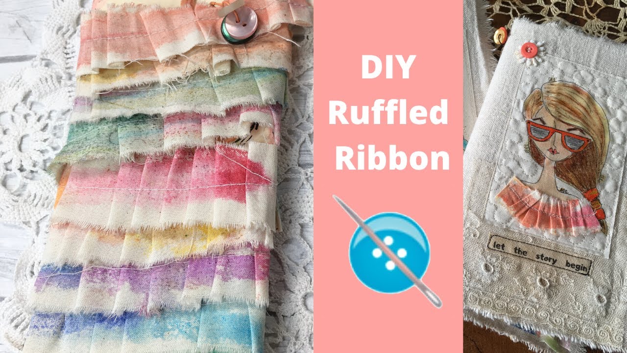 DIY Ruffled Ribbon, Hand Painted, Journal Embellishments