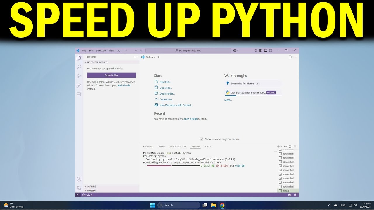 How To improve Python Performance in VS Code with Cython. Install and Speed Up Your Python Code
