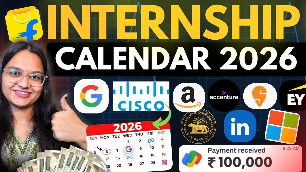 🤫Paid Internship Calendar 2026  - Month-Wise Internships for Students | Google, Amazon, EY | 