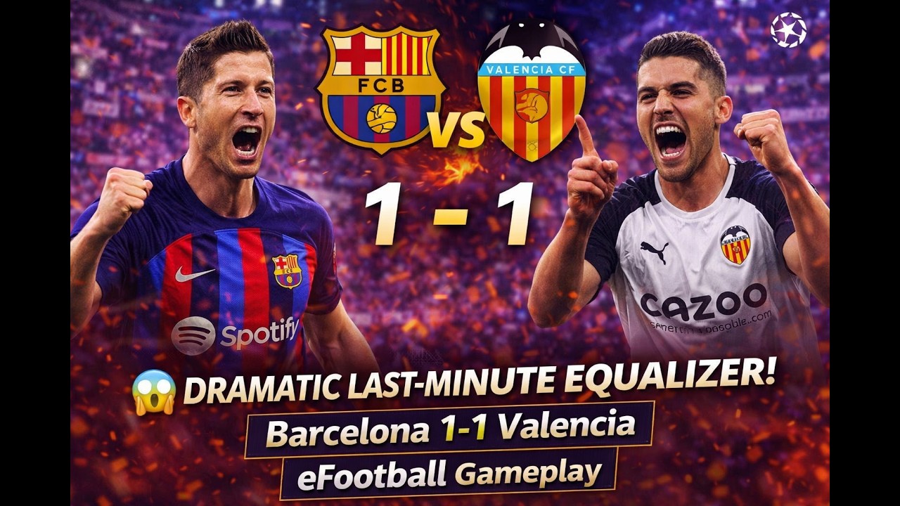 Last-Minute lewandowski  Equalizer! 😱 Barcelona 1-1 Valencia | eFootball Gameplay