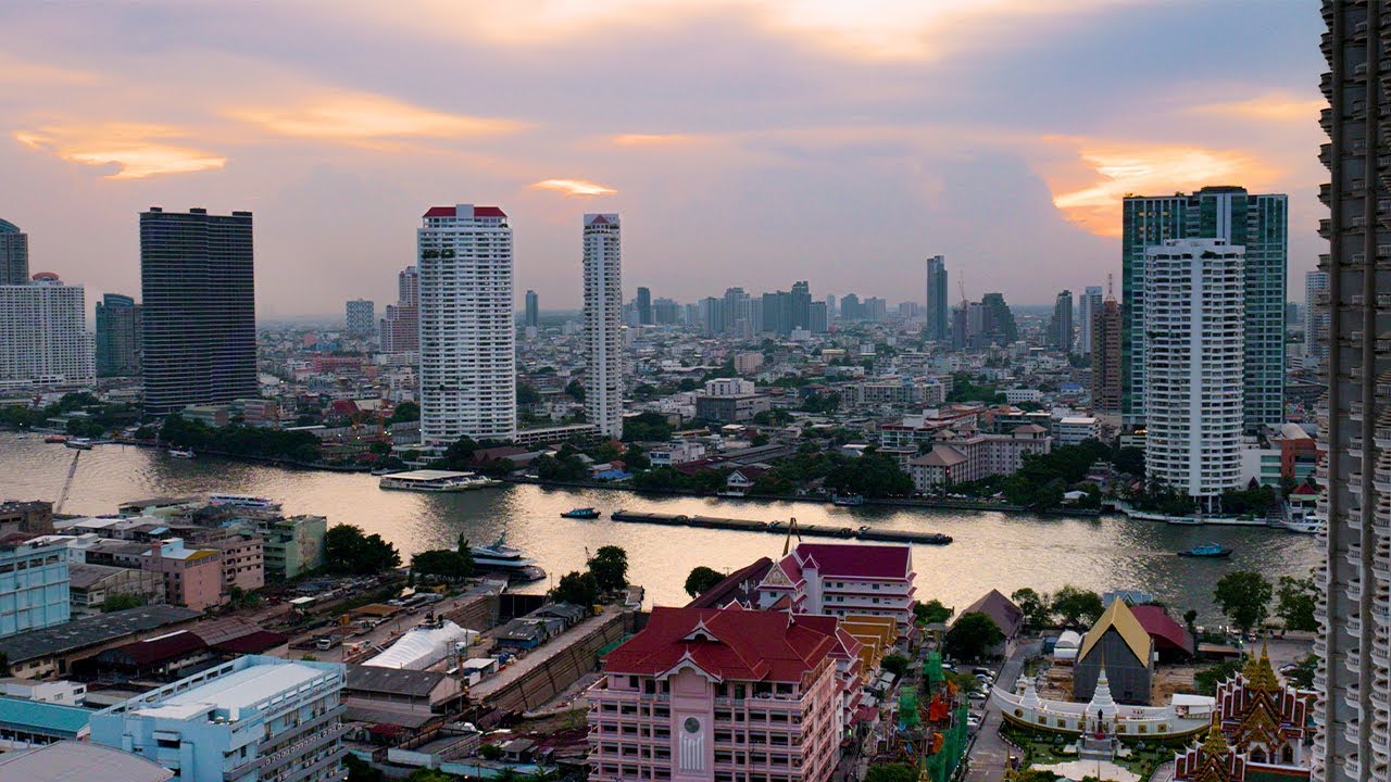 Bangkok, Thailand at Sunset - Chao Phraya River View and Ambient Soundscape | ASMR