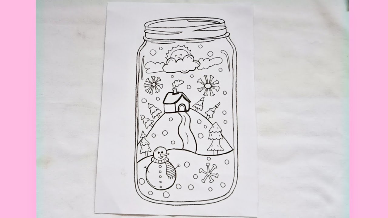 Snowman in ice drawing