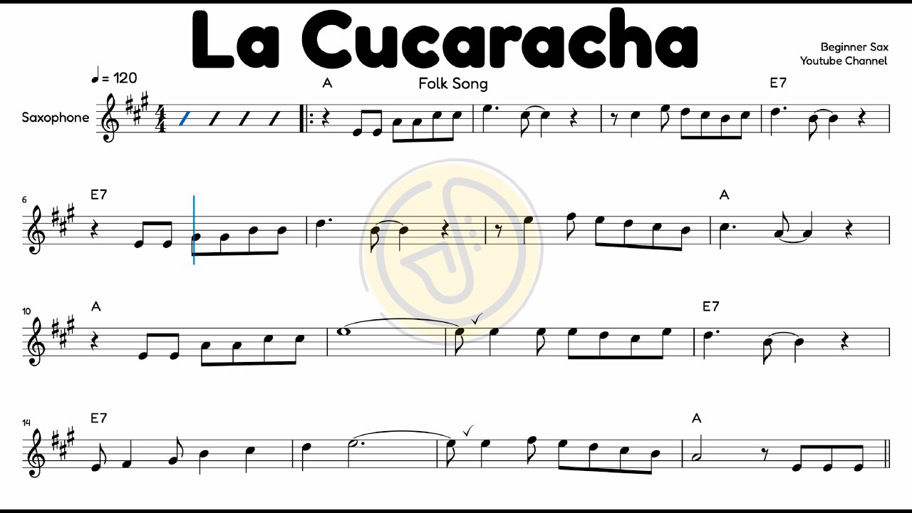 Learn La Cucaracha for ALTO Saxophone | Easy Sheet Music for Beginners