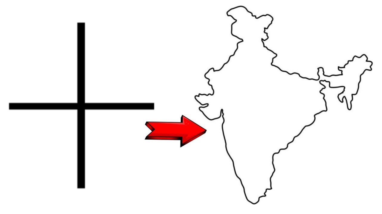 How to draw Indian Map From + symbol | Easy Indian Map Drawing for beginners