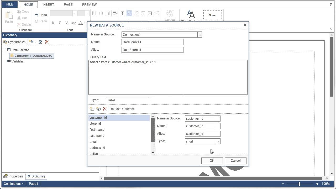 Java Reporting Tool: Connecting Database to JAVA Web Designer - [Shot on version 2014.2]