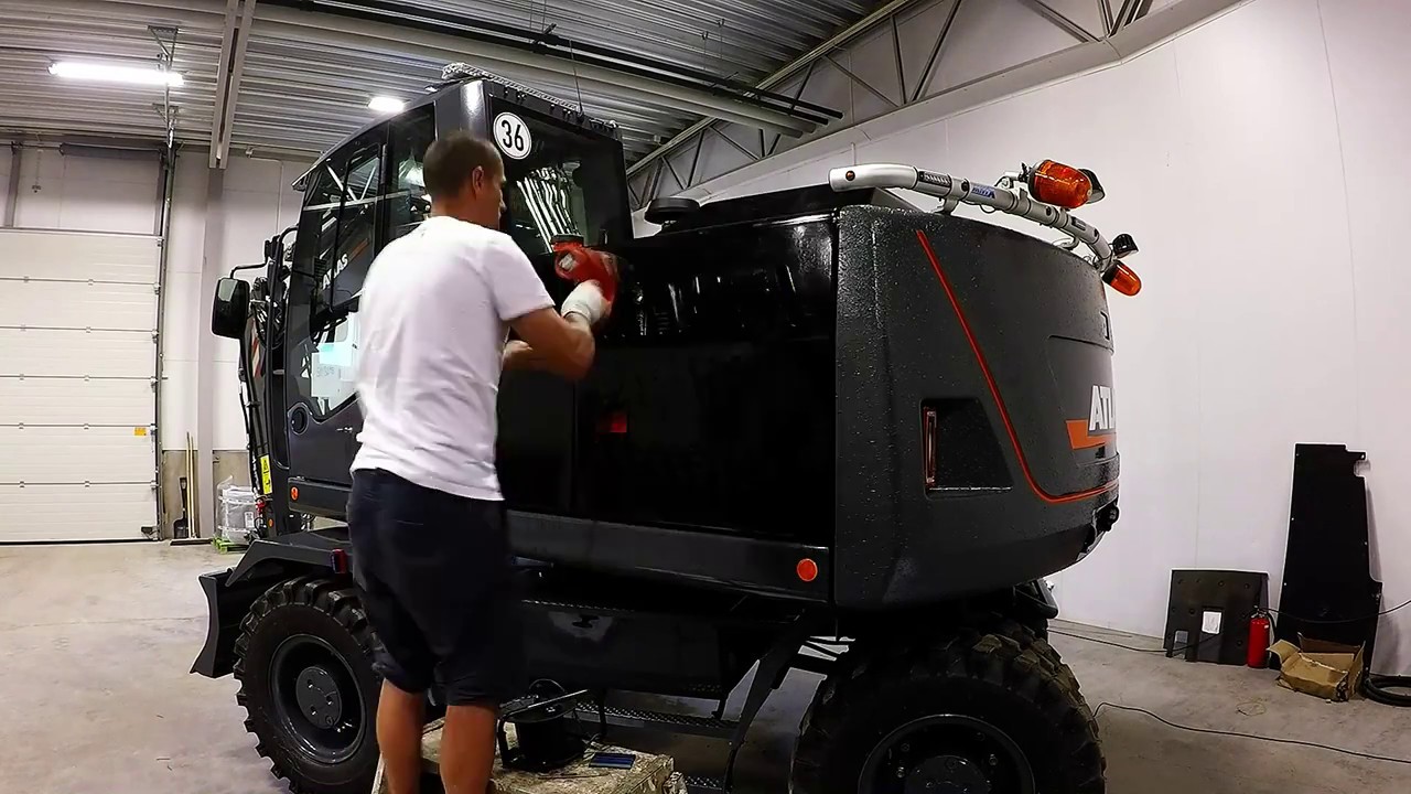 Atlas 160w Blue excavator vinyl wrap