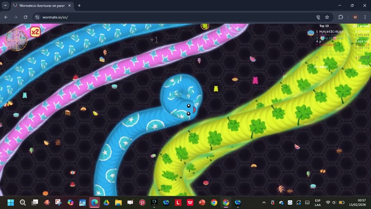 jugando wormate pero me sale mal las cosas