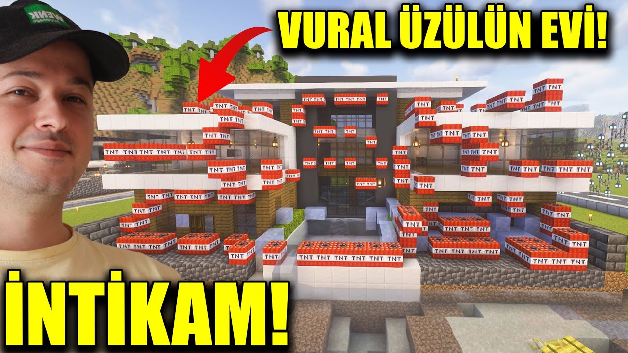 VURAL ÜZÜLÜN EVİNE 100 TNT İLE TUZAK KURDUM! KENDİSİNE PATLATTIRDIM! (K*FÜR ETTİ) Minecraft #45