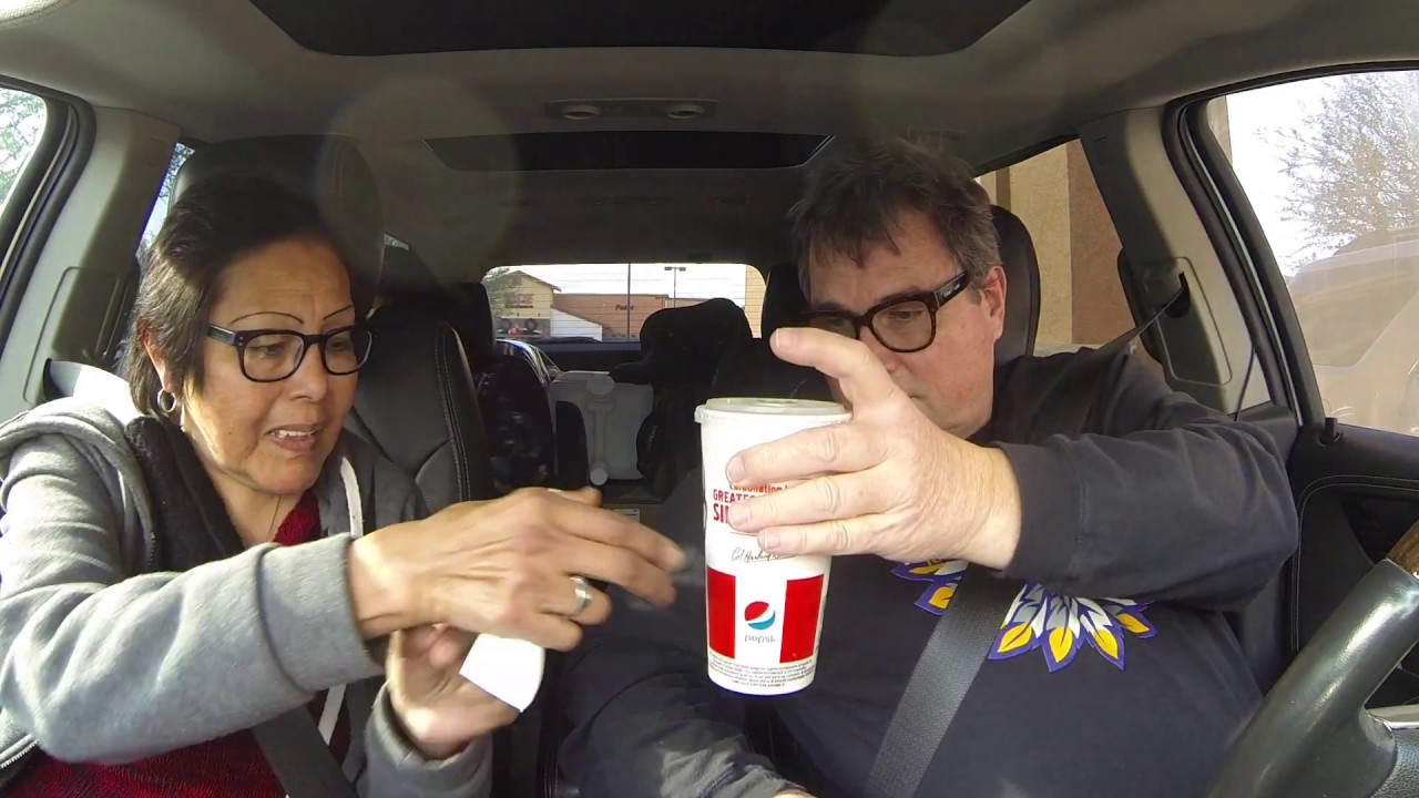 Crispy Colonel Chicken Sandwich & Soda Juggling at KFC Drive-Thru, Maricopa, AZ, 29 Nov 19, GFHR0272