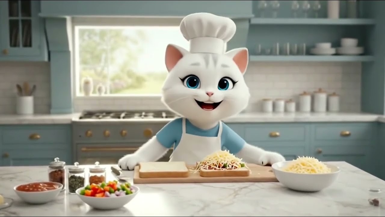 Cute Cat Mimi Makes Bread pizza 🍕😺| Easy and Quick Recipe