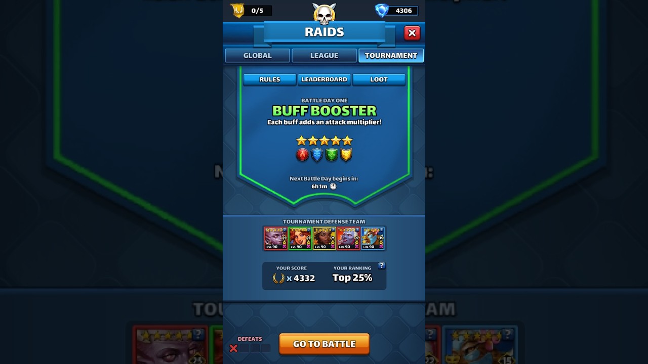 Empires and Puzzles Tournament 5* Buff Booster no purple day 3