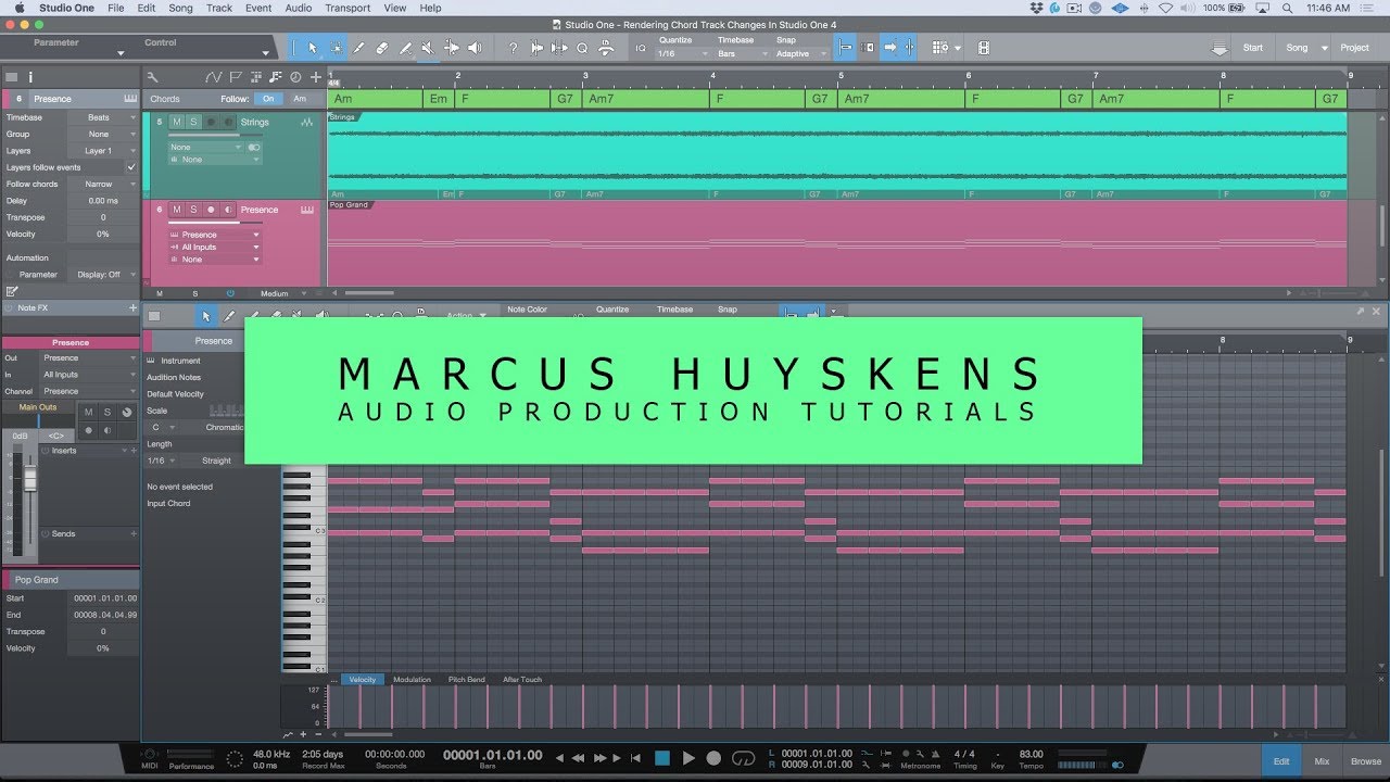 How To Render Chord Track Changes Into Instrument Parts (MIDI Events) In Studio One 4