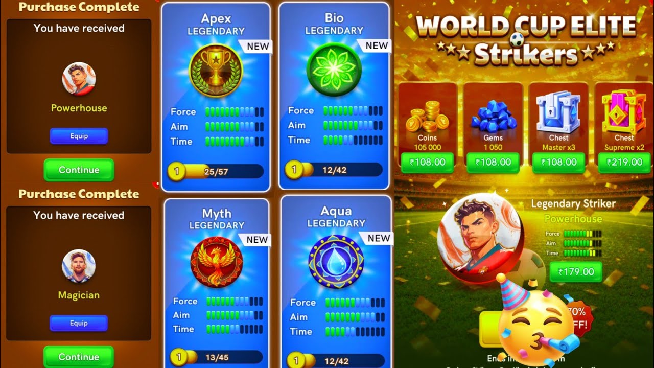 🔥 7 New Legendary Strikers 🗿 Bought All Strikers 🥳 Carrom Pool Gaming Yash 🔥🥳