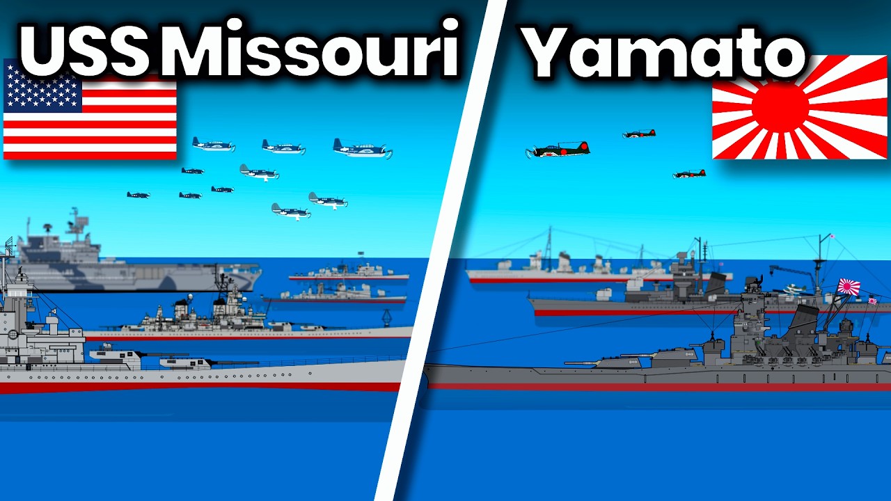 USS Missouri VS Yamato | Battleship Animation