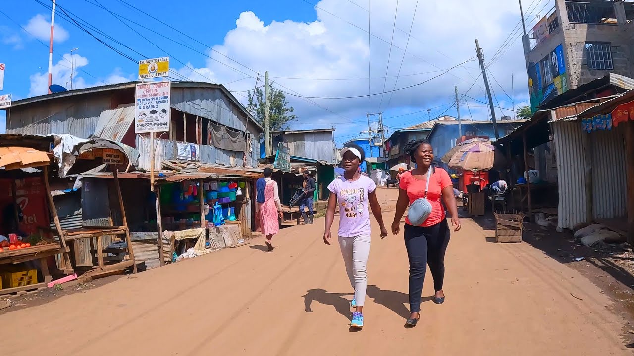 Walking deep inside a slum in Africa. This is Kibera slums in Nairobi Kenya. 4K Walking tour