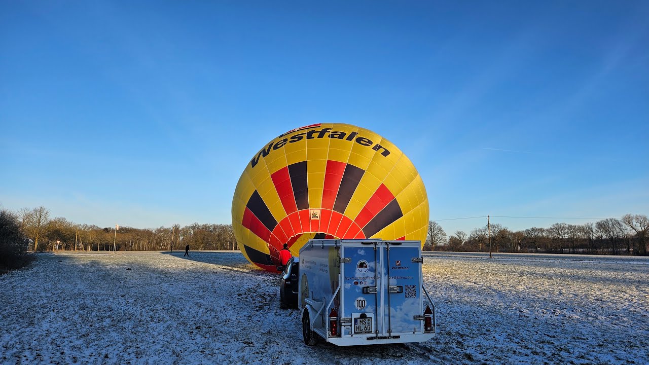 Winterfahrt 🎈bei -10Grad ❄️über das verschneite ☃️Münsterland im Heißluftballon