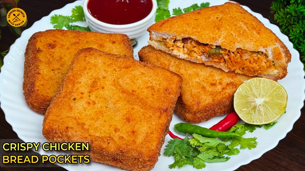 Crispy Chicken Bread Pockets - Easy & Delicious! Evening Snacks Recipe