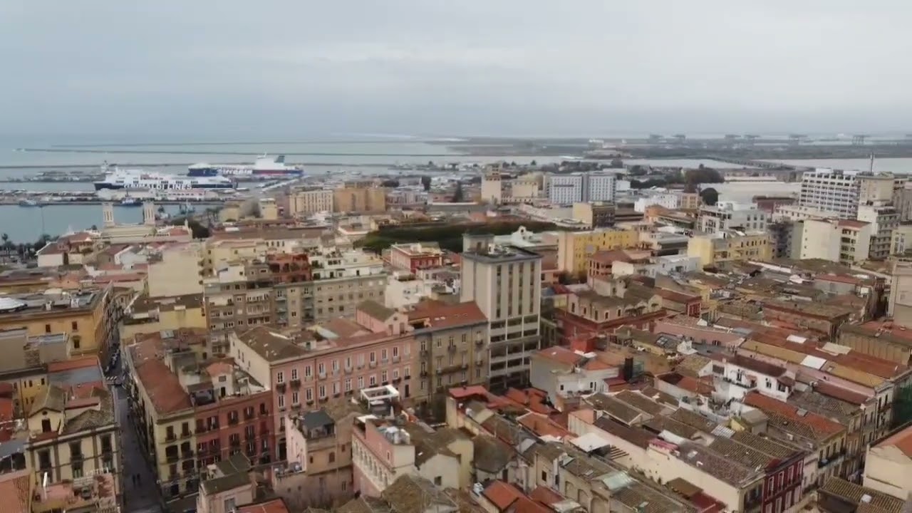 🥰Panoramic view with👍drone city Cagliari👏