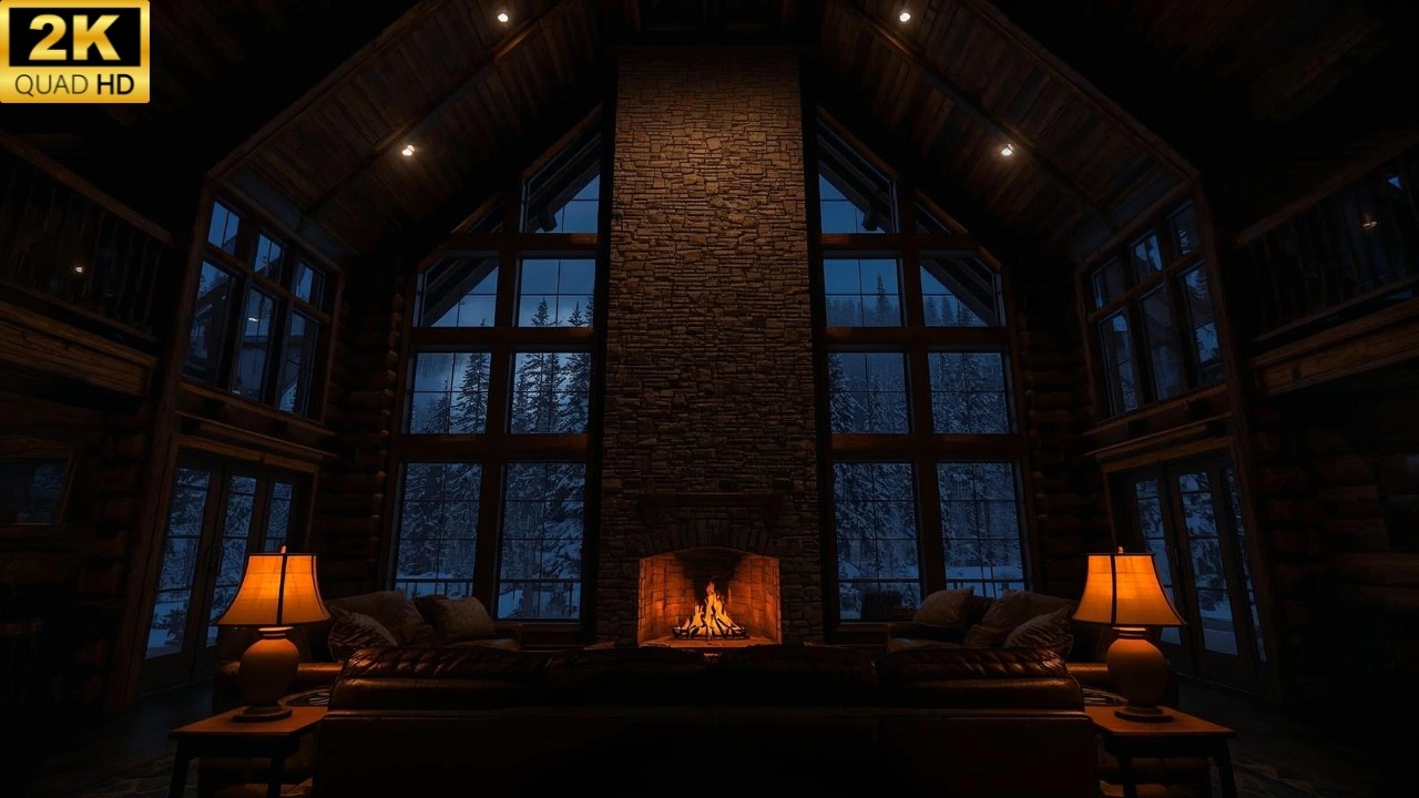Grand Mountain Cabin After Midnight 🌙🔥 | Deep Cozy Night Atmosphere