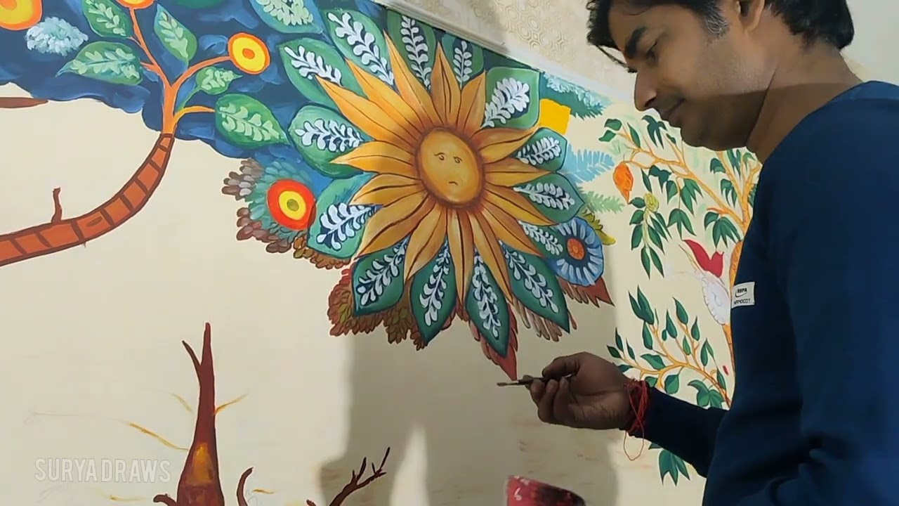 Madhubani Painting on wall 🔥 | Wall Painting #3