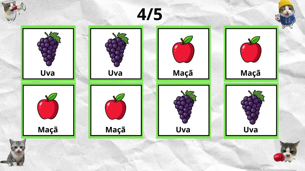 Desafio das Frutas: Diga a Palavra no Ritmo | Nível 1 ao 5 | Do Fácil ao Impossível! ⏱️🔥