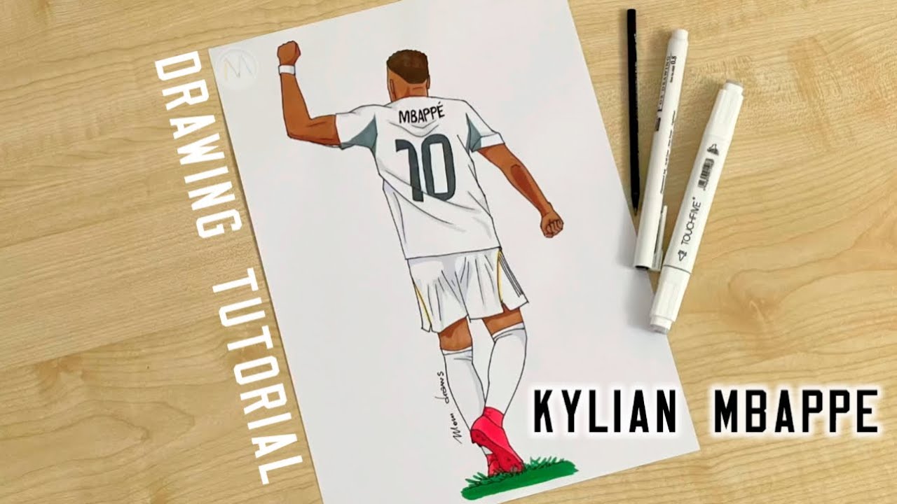 Kylian Mbappe Real Madrid drawing / How to draw Real Madrid soccer players