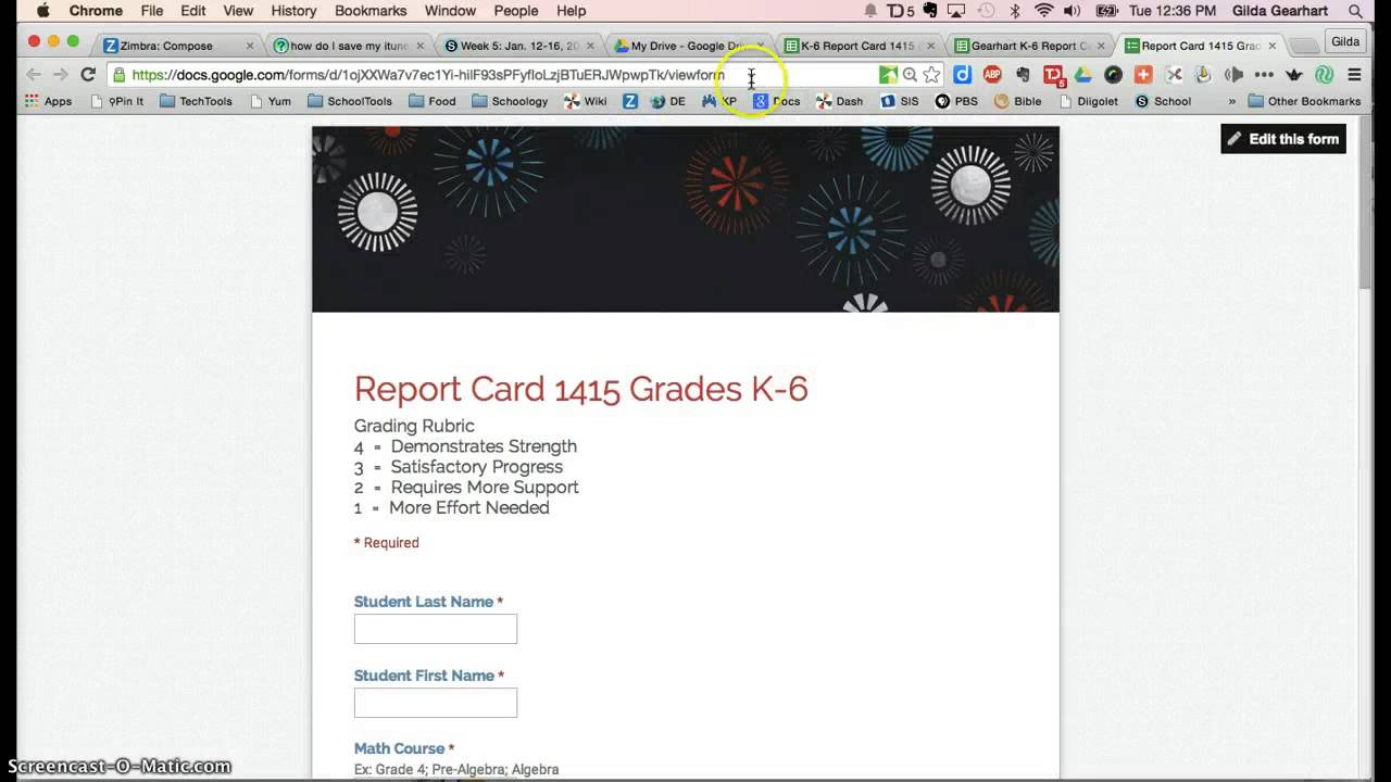 Use a Google Form to Compile Report Card Info