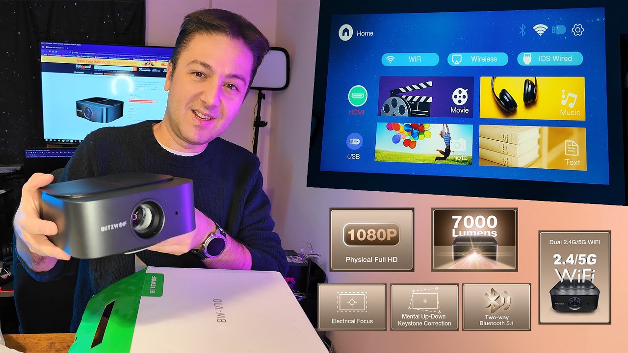 Καλός και οικονομικός 1080p προτζέκτορας! (Blitzwolf V10 Projector review)