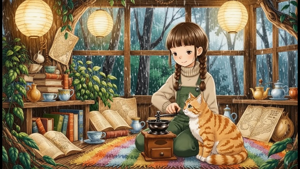 Living Alone in a Secret Treehouse | Rain ASMR & Forest Life | Ghibli Inspired Ambience