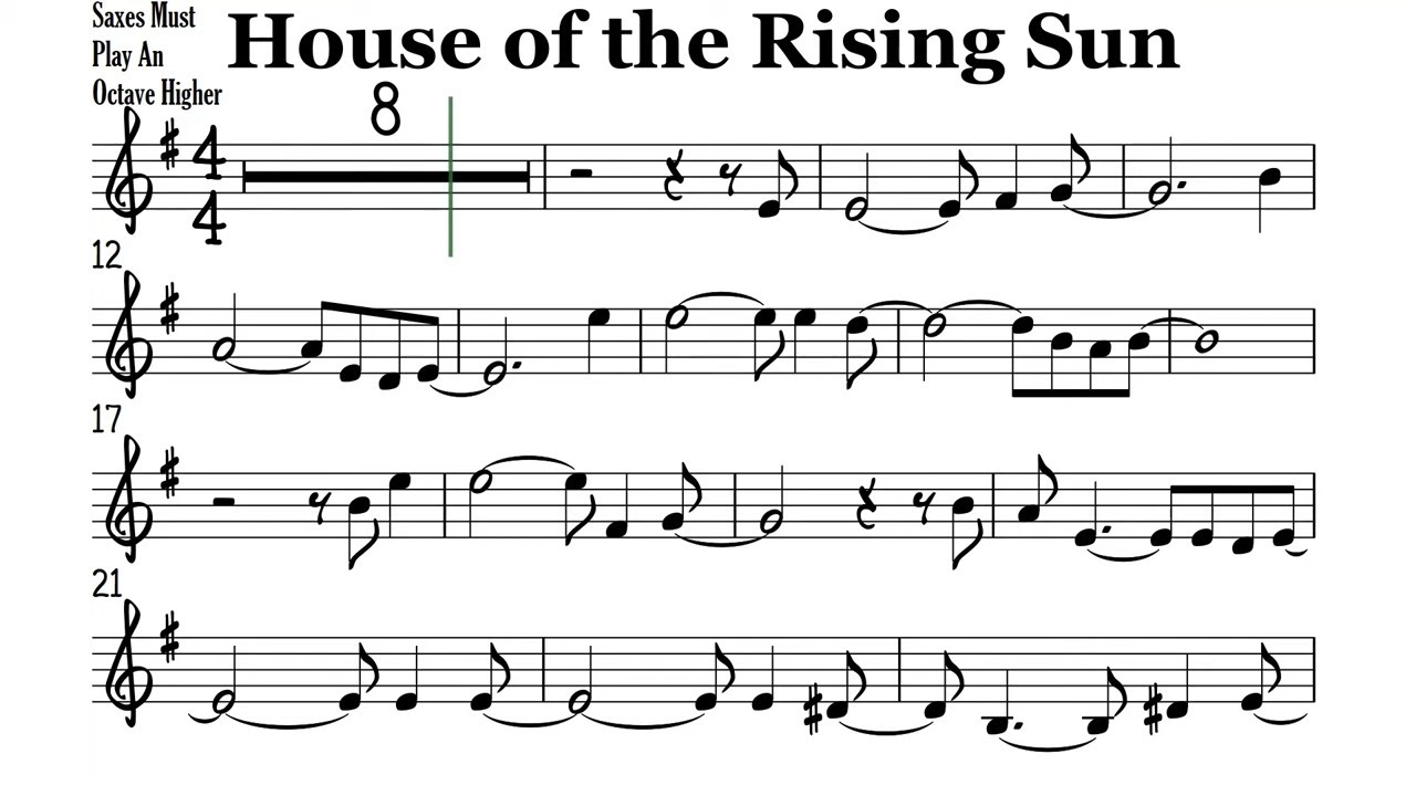 House of the Rising Sun Bb Instruments Sheet Music Backing Track Play Along Partitura