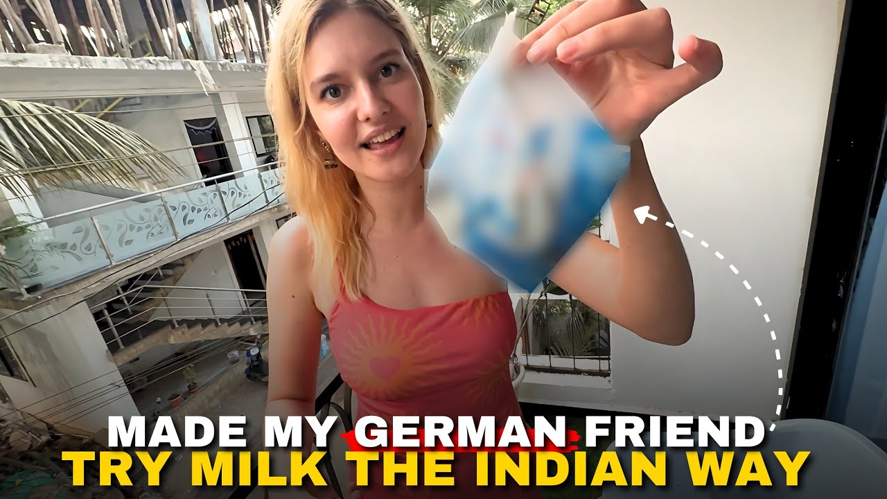 Made My German Friend Try Milk the Indian Way 🇮🇳🥛@lizlaz_tv