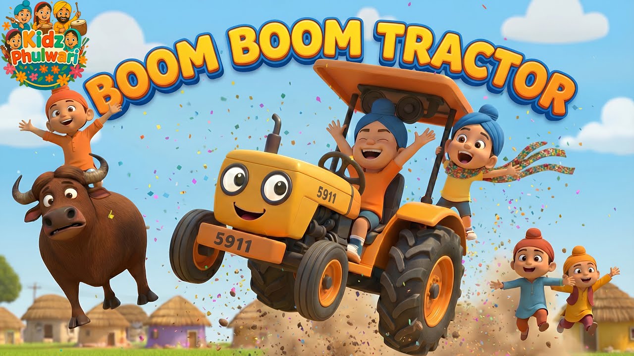 5911 Tractor Challe Boom Boom 🚜 | Kids Punjabi Nursery Rhyme | Punjabi cartoon song Kidz Phulwari