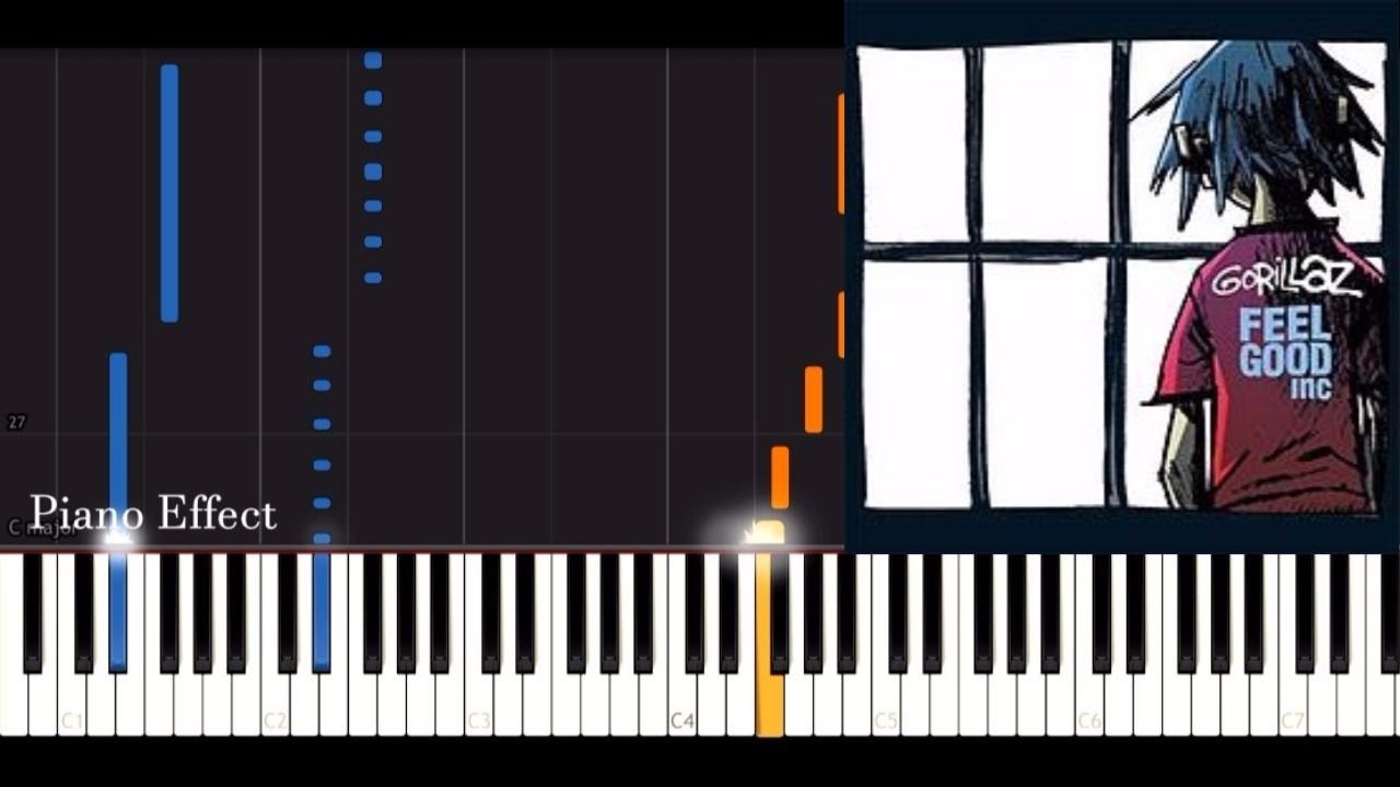 Gorillaz  - Feel Good Inc (Piano Tutorial Synthesia)