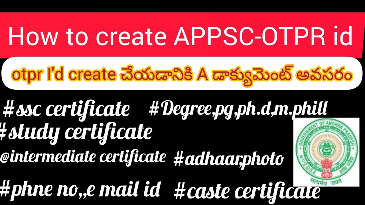 how to create APPSC new OTPR-ID