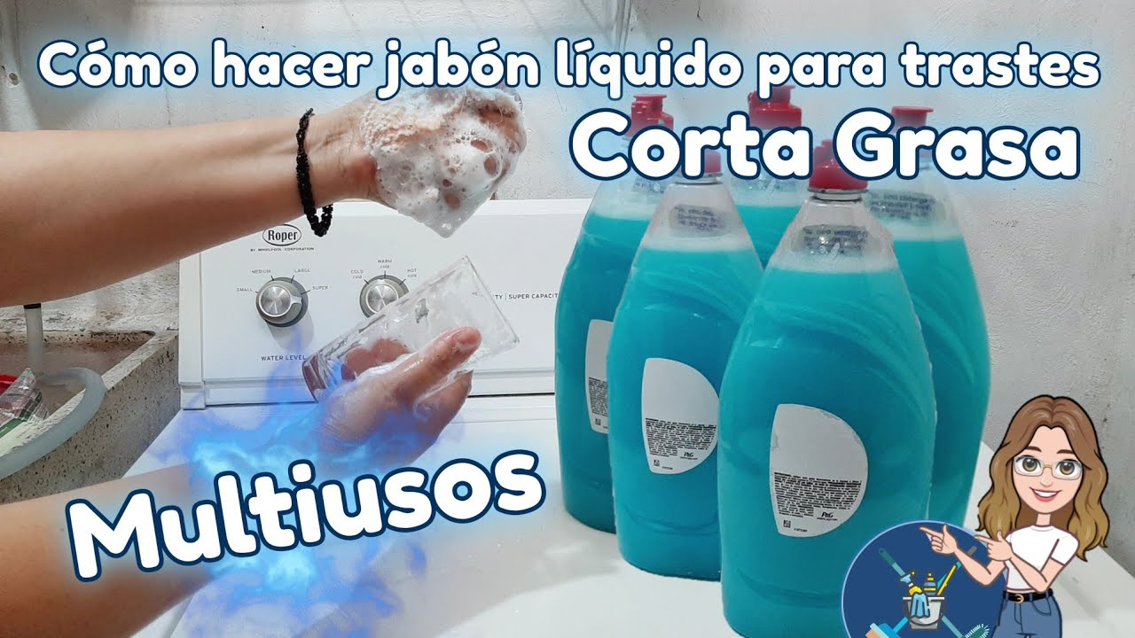 Cómo hacer jabón líquido para trastes - CORTA GRASA - MULTIUSOS