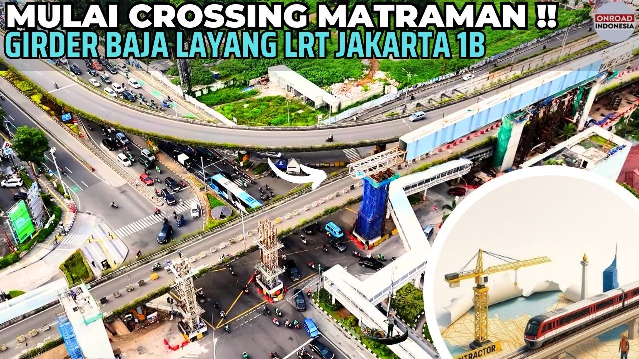 Sudah 50% LEBIH GIRDER BAJA LAYANG LRT JAKARTA 1B CROSSING MATRAMAN TERSAMBUNG (Titik Penting)