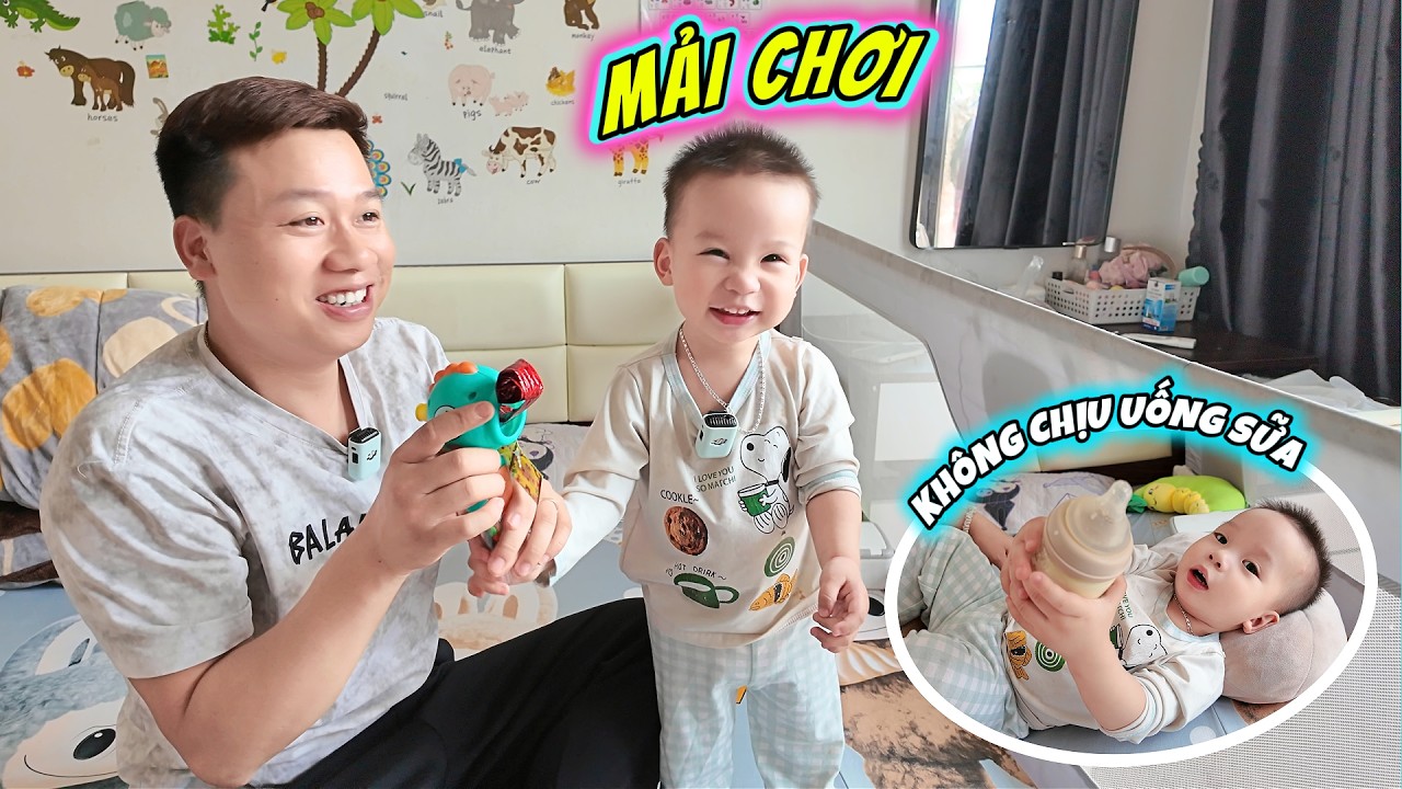 MiLo Mải Chơi Không Chịu Uống Sữa Khiến Bố Hoàng, Mẹ Huế Bất Lực!!!