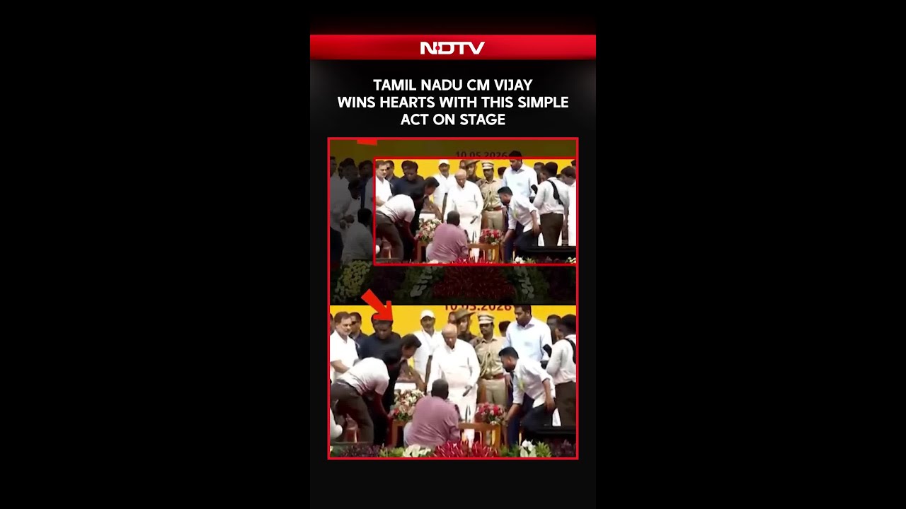 CM Vijay Wins Hearts By Helping Staff Move Furniture On His Oath-Taking Stage