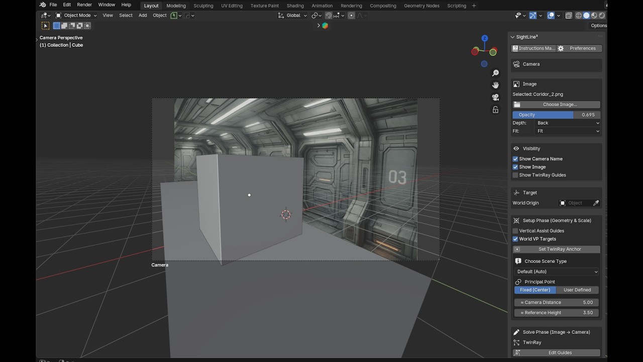 SightLine³ – Corridor Camera Solve (Blender Add-on)