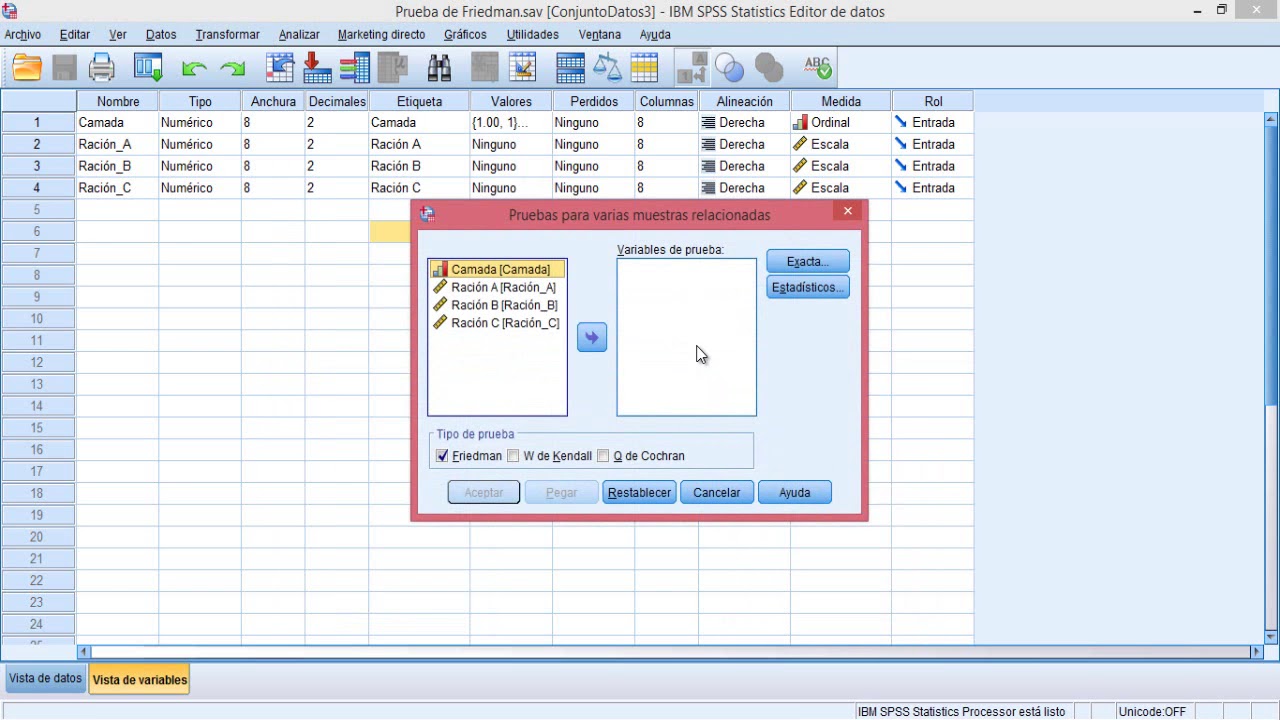 Prueba de Friedman | SPSS