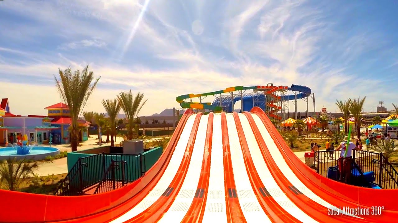 [HD] Surfin' USA Racing Water Slide w/ UPhill Slide - Cowabunga Bay Vegas