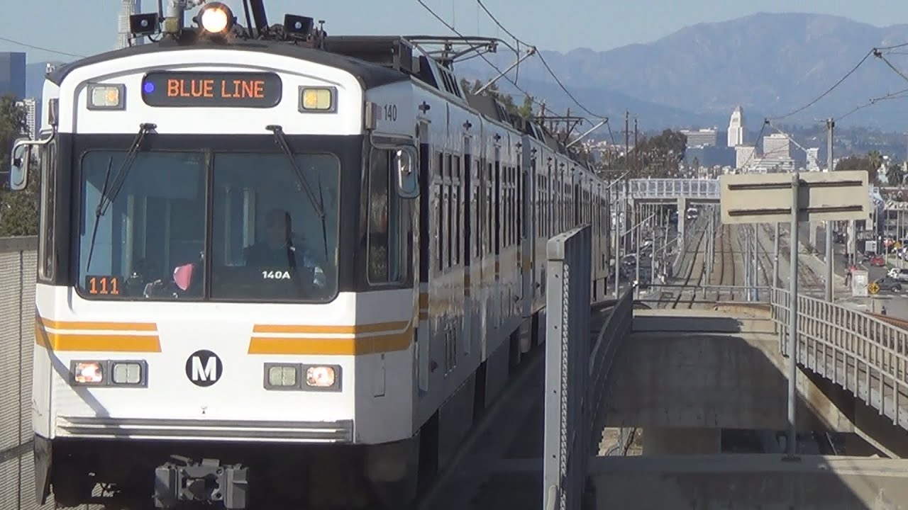 Blue Line Action At Vernon, Florence, and Slauson Station. Front View Of Cab Included